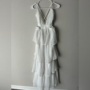 Elegant White Layered Women's Dress
